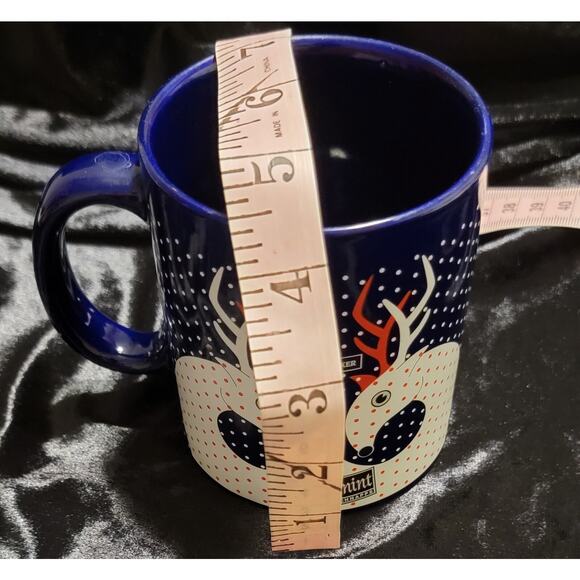 Hiram Walker Peppermint Schnapps Ceramic Mug Christmas Deer Winter Navy - Picture 4 of 9